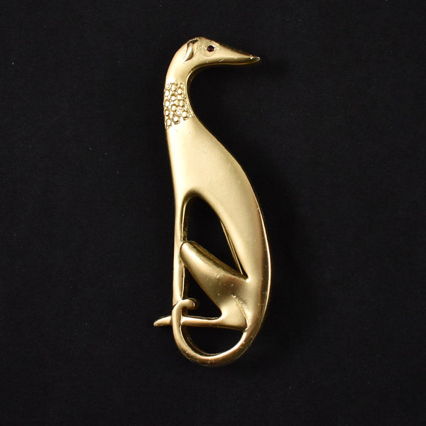 Gold Greyhound Dog Brooch Pin