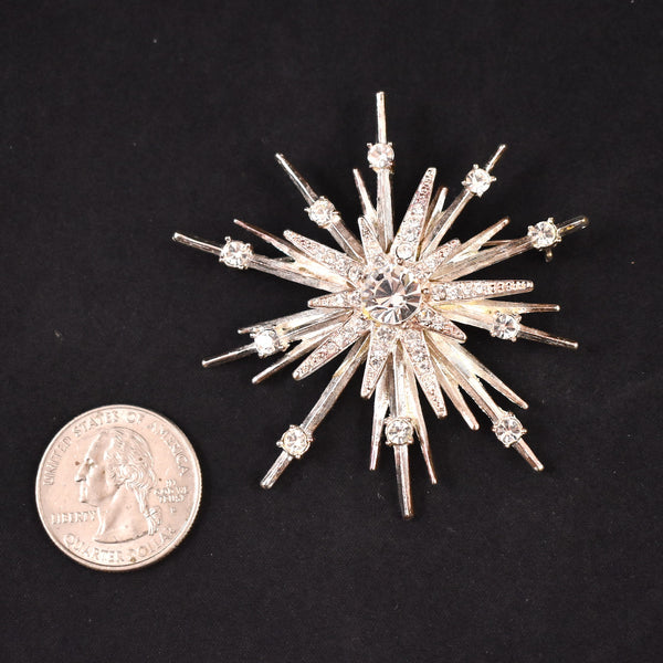 Avon Rhinestone Atomic Starbust Snowflake Brooch