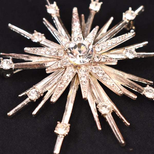 Avon Rhinestone Atomic Starbust Snowflake Brooch