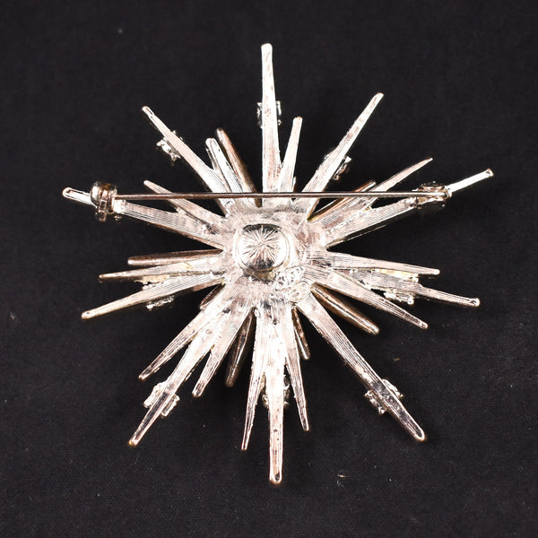 Avon Rhinestone Atomic Starbust Snowflake Brooch