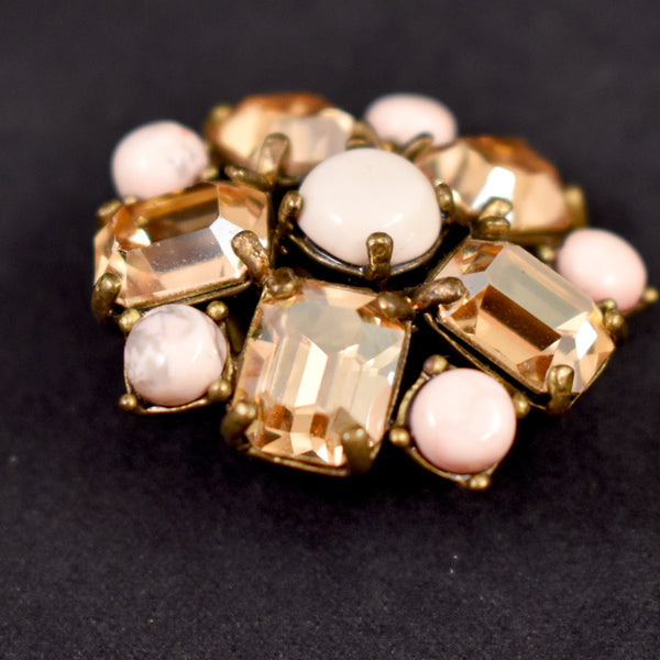 Statement Emerald Cut Tan Rhinestone Earrings