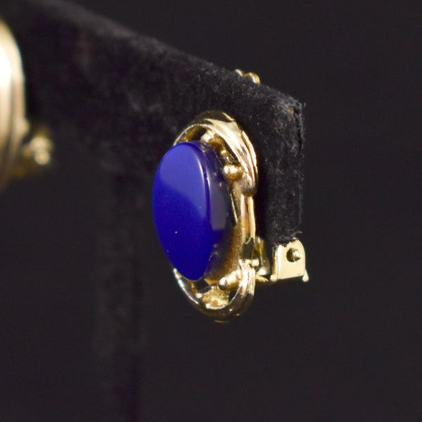 Oval Blue Thermoset Earrings