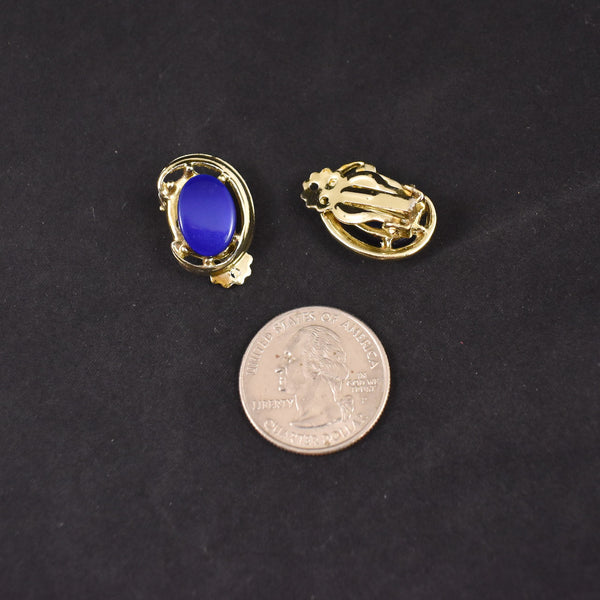 Oval Blue Thermoset Earrings