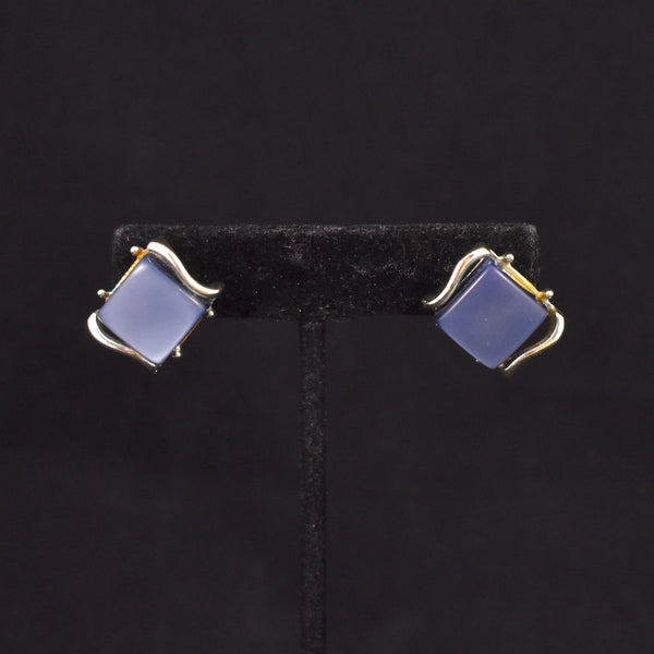 Coro Blue Square Thermoset Earrings