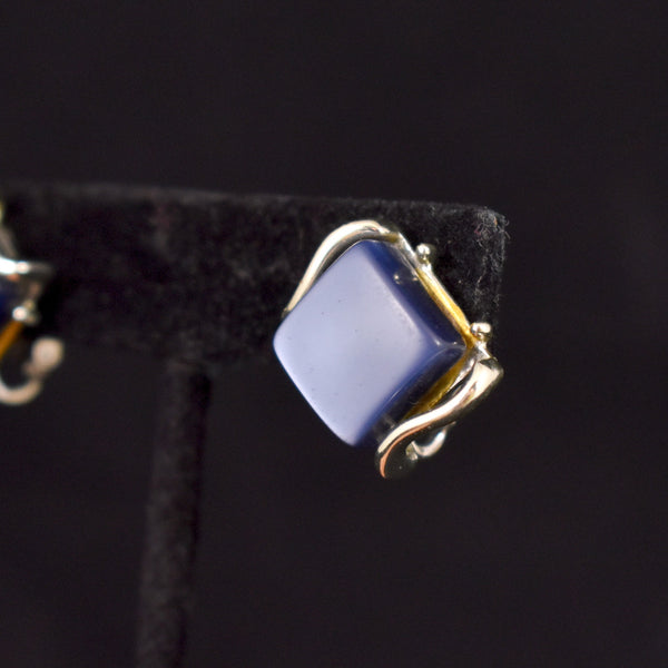 Coro Blue Square Thermoset Earrings