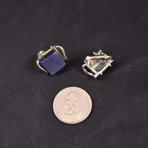 Coro Blue Square Thermoset Earrings