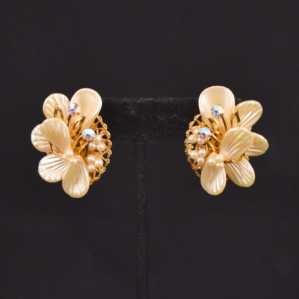 Statement Pearl & Aurora Borealis Earrings