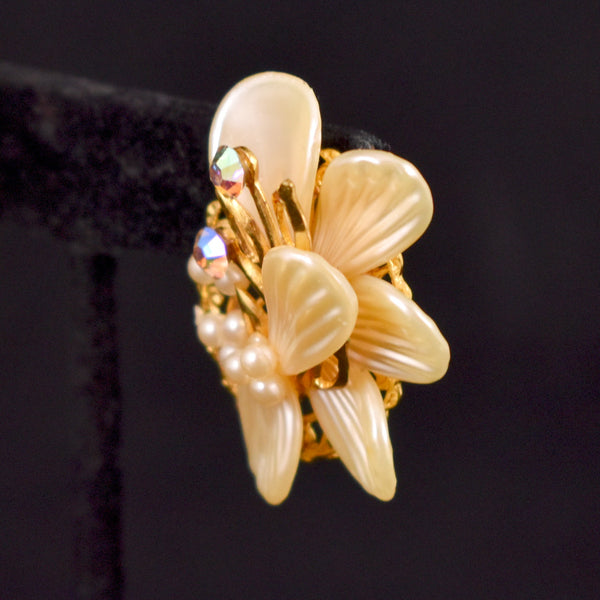 Statement Pearl & Aurora Borealis Earrings