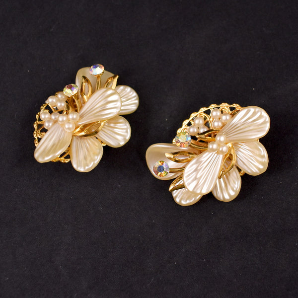 Statement Pearl & Aurora Borealis Earrings