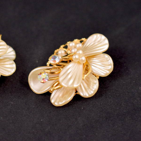 Statement Pearl & Aurora Borealis Earrings