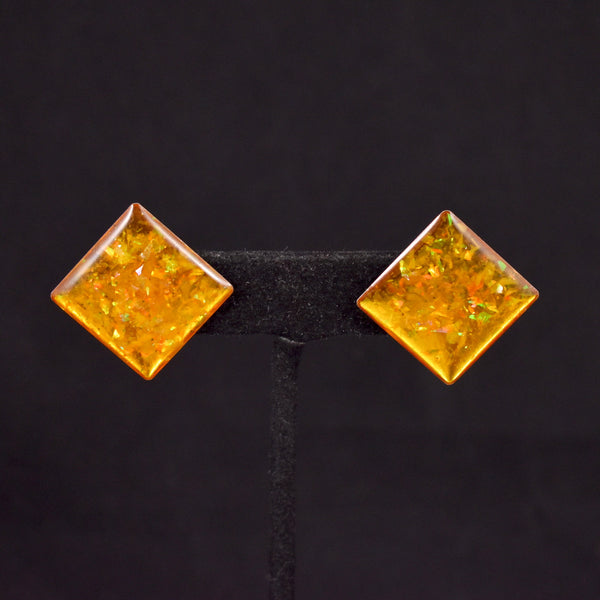 Gold Confetti Lucite Square Earrings