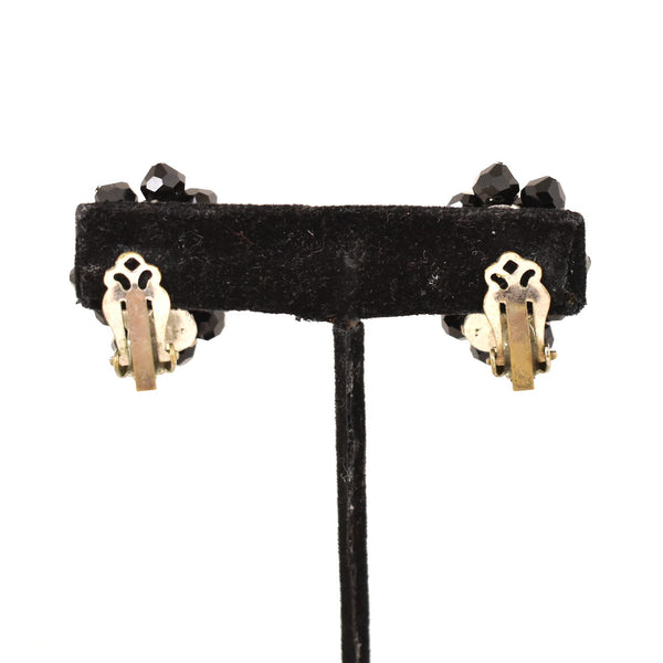 Black Faceted Ear Climber Earrings