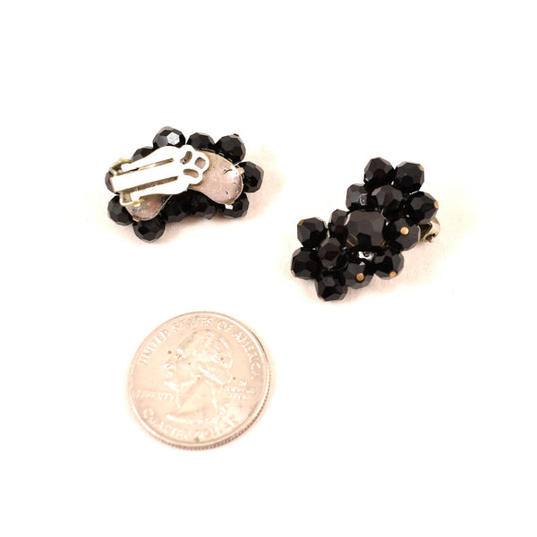 Black Faceted Ear Climber Earrings