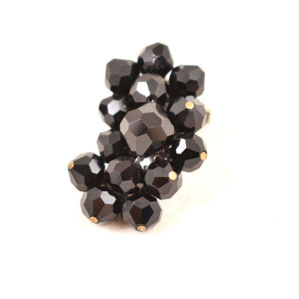 Black Faceted Ear Climber Earrings