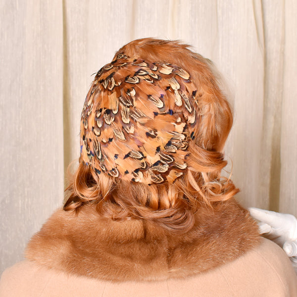 1950s Crescent Brown Feather Hat