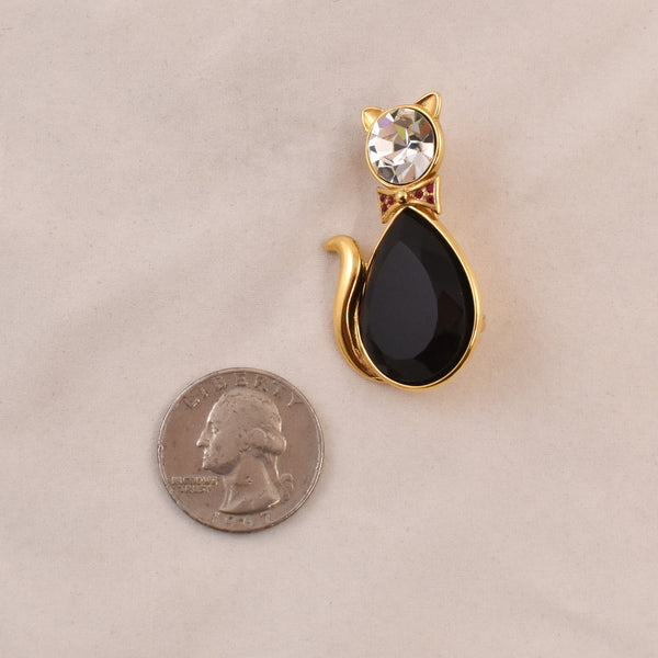 Trifari Black Cat Kitty Brooch Pin