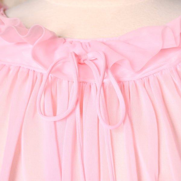 1960s Pastel Pink Sheer Ruffle Night Gown