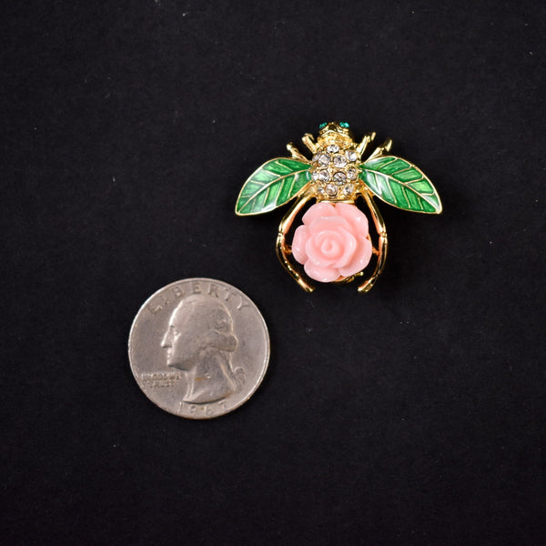 Joan Rivers Rhinestone Rose Bee Brooch Lim Ed