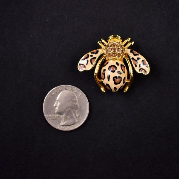 Joan Rivers Rhinestone Leopard Bee Brooch