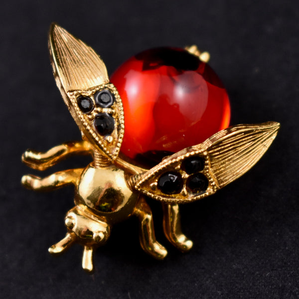 Trifari Jelly Belly Trembler Bee Brooch Pin