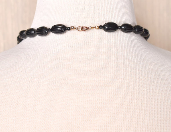 Oblong Black Bead Necklace