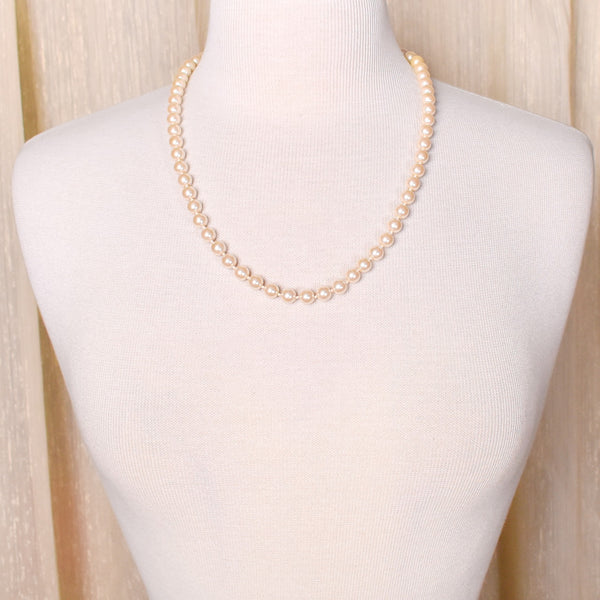 Off White Long Pearl Necklace