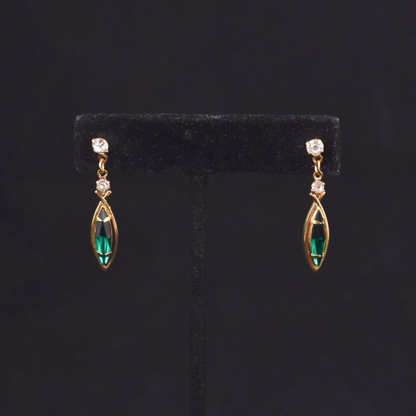 Delicate Dangling Green Marquise Earrings