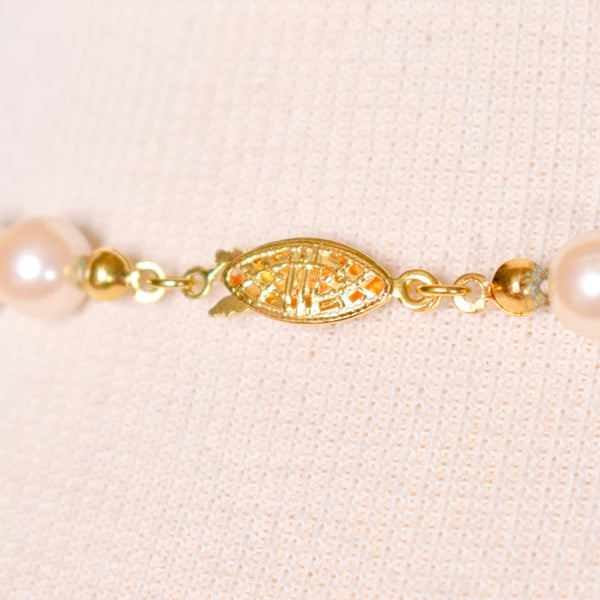 Off White Long Pearl Necklace