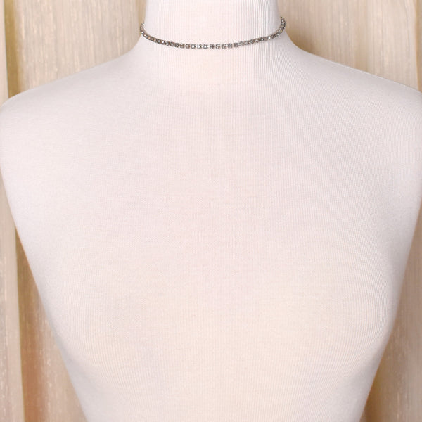 Gray Rhinestone Choker Necklace