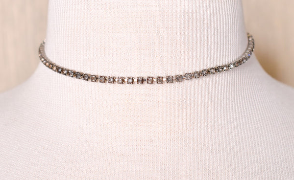 Gray Rhinestone Choker Necklace