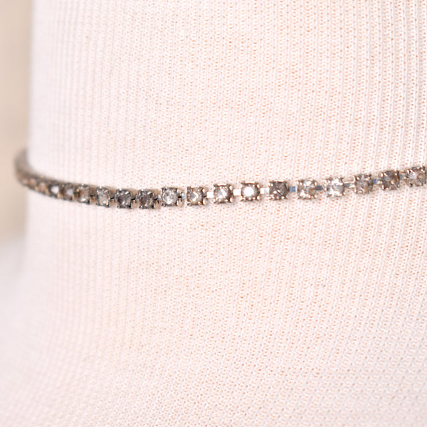 Gray Rhinestone Choker Necklace
