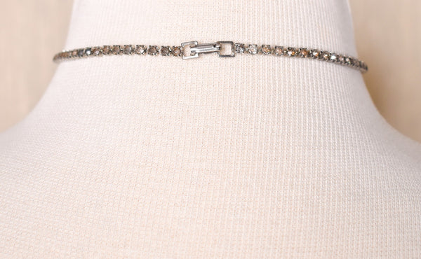 Gray Rhinestone Choker Necklace