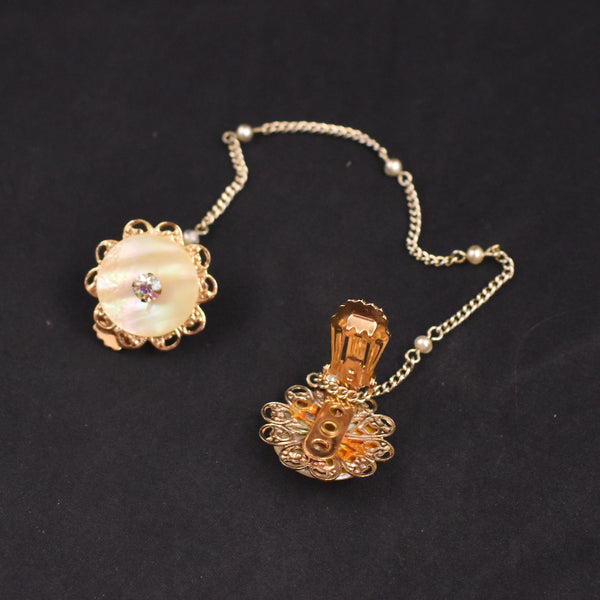Mother of Pearl & Rhinestone Sweater Clips