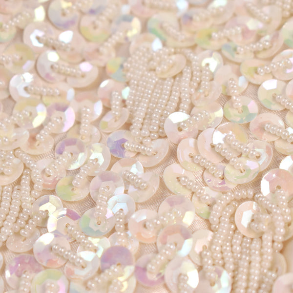 1950s White Sequin & Bead Clutch Handbag