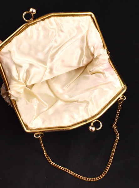 1950s White Sequin & Bead Clutch Handbag