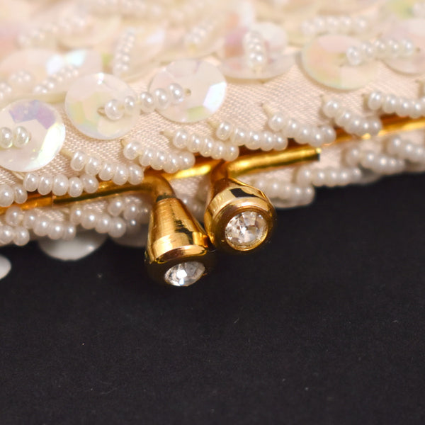 1950s White Sequin & Bead Clutch Handbag