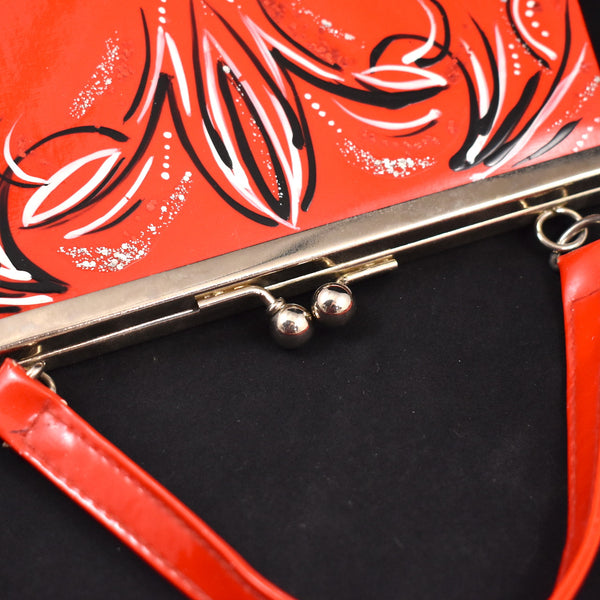 Tiny Red Pinstripe Patent Handbag