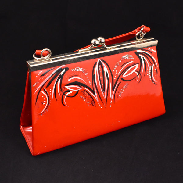 Tiny Red Pinstripe Patent Handbag