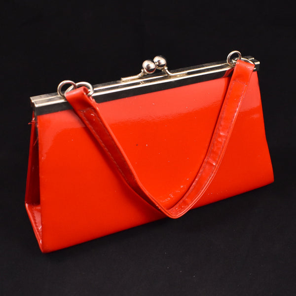 Tiny Red Pinstripe Patent Handbag