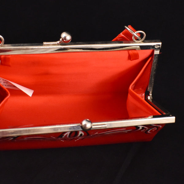 Tiny Red Pinstripe Patent Handbag