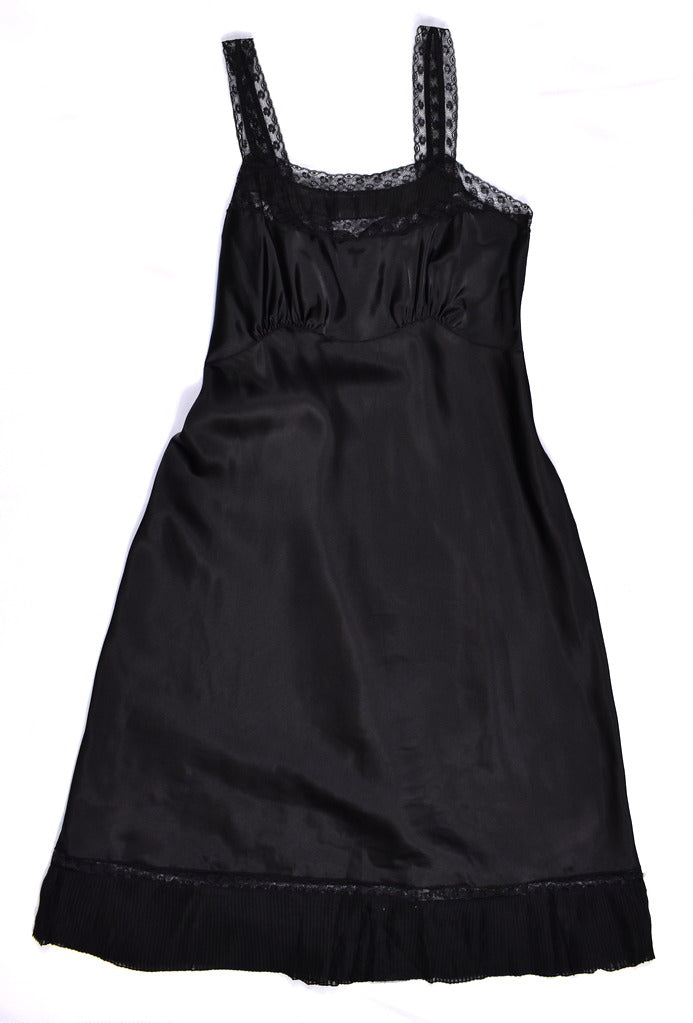black vintage slip dress Incredible 1940's Black Sheer Lace Vintage Slip Dress / Sz M – Xtabay  Vintage main image 1