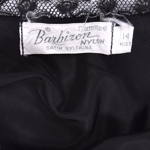1954 Black Satin & Lace Full Slip