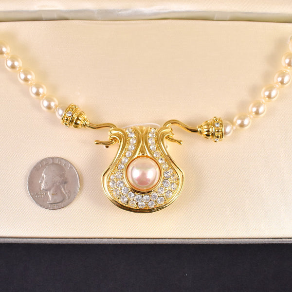 NIB Nolan Miller Pearl Goddess Pendant Necklace