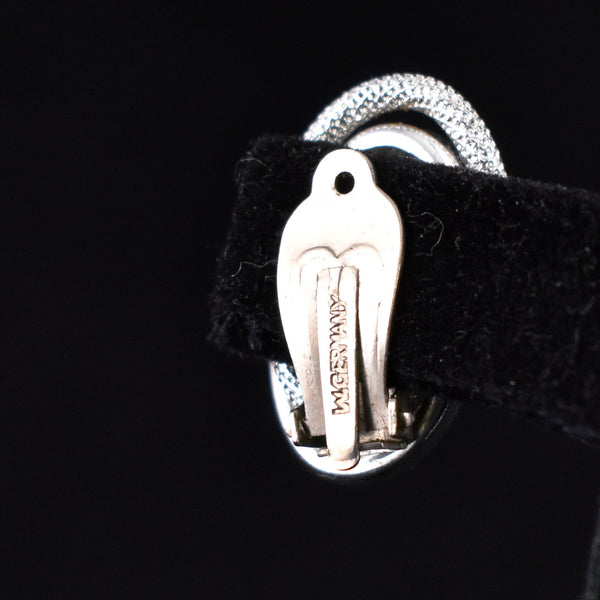 Silvertone Corded Oval Earrings