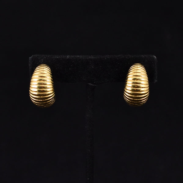 Monet Ribbed Goldtone Hoop Earrings