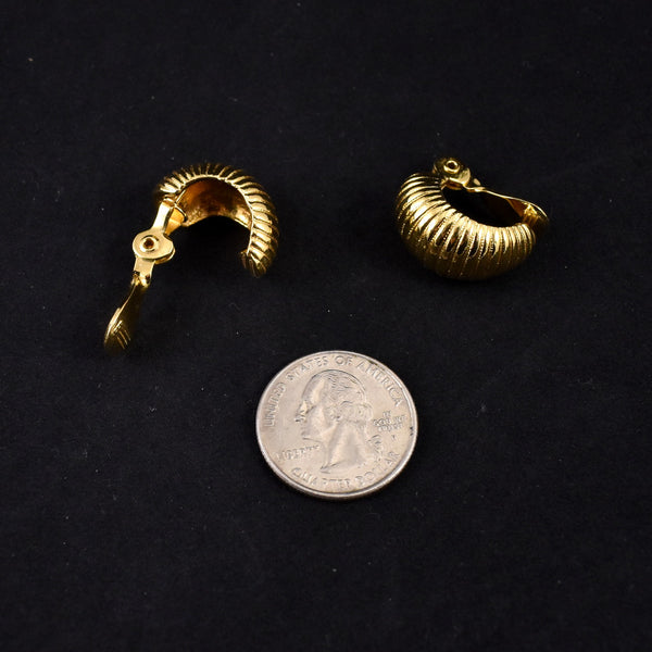 Monet Ribbed Goldtone Hoop Earrings