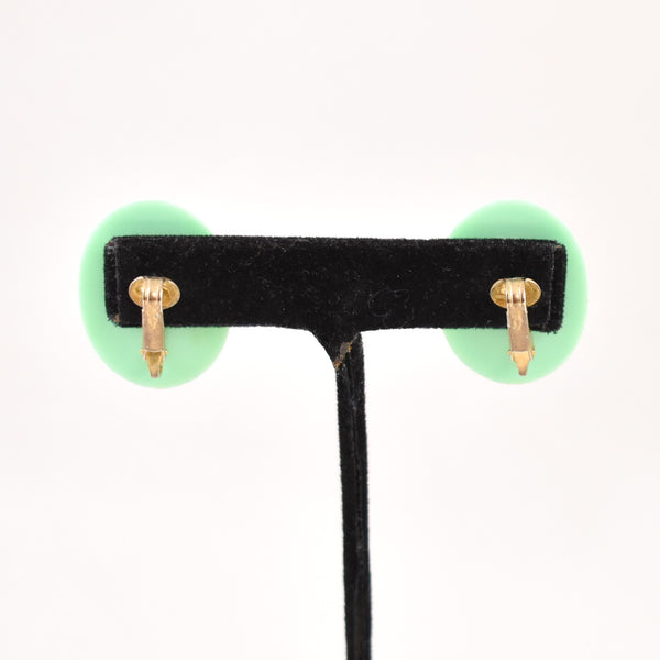 Oval Mint Green Button Earrings