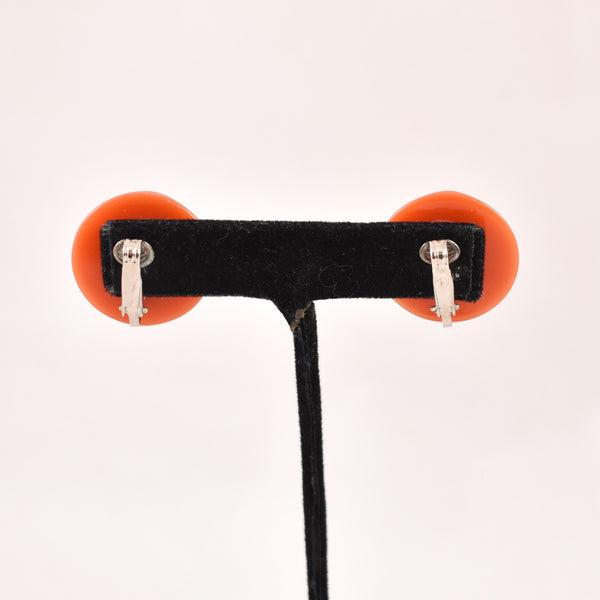 Brick Red Round Plastic Earrings