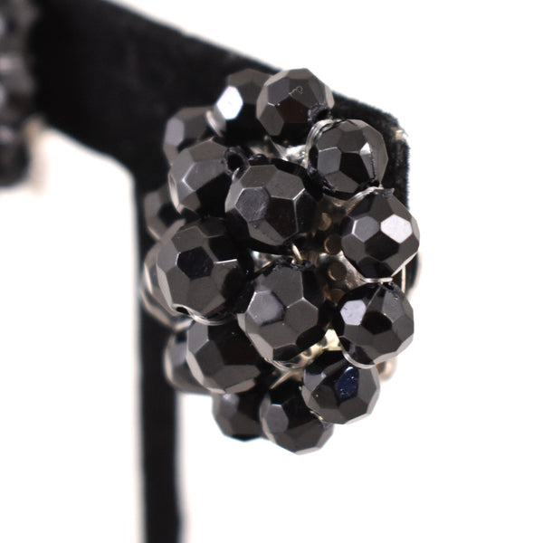 Black Faceted Cluster Earrings