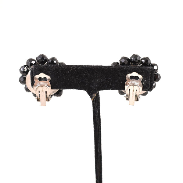 Black Faceted Cluster Earrings